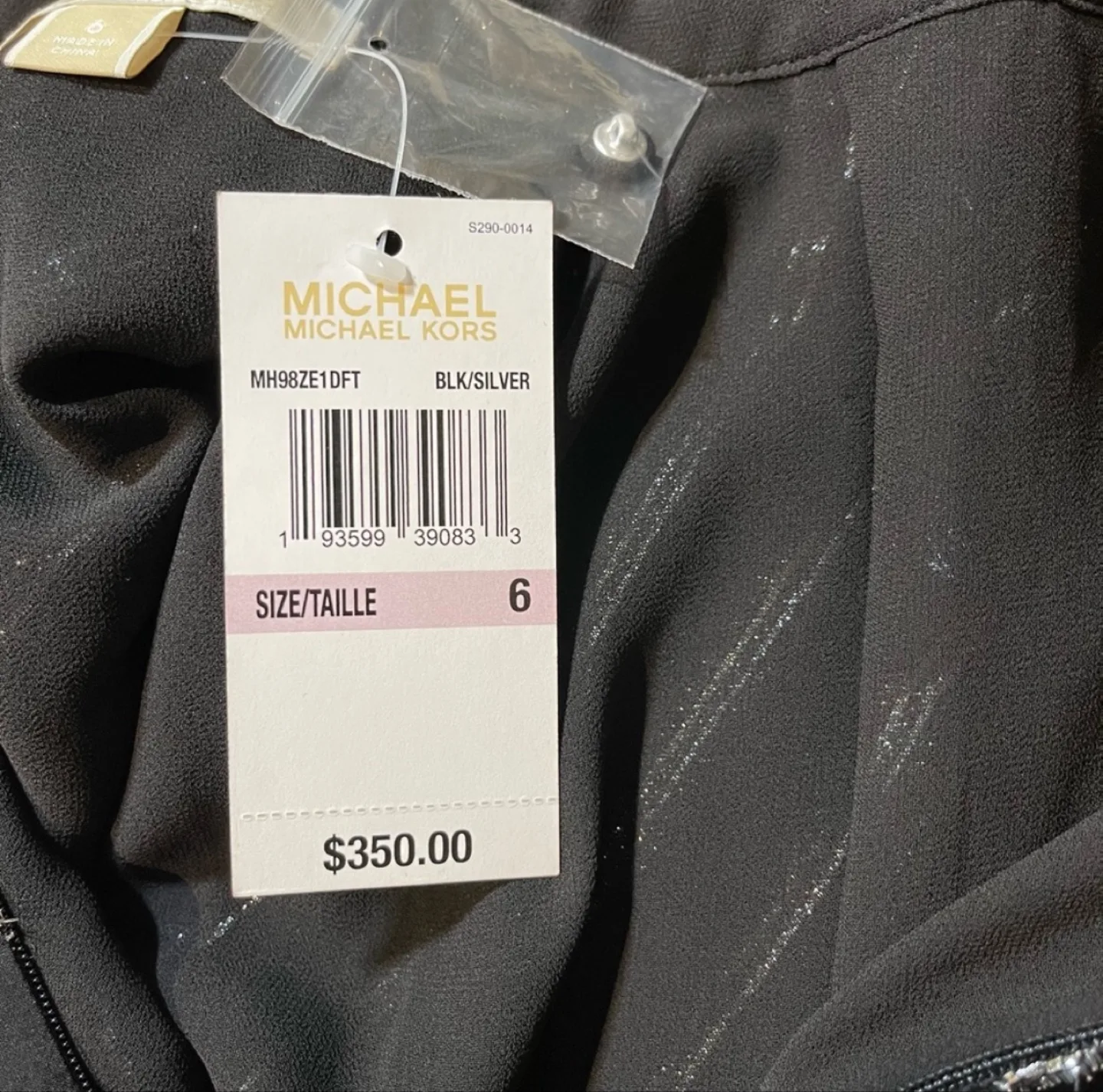 Michael Kors Black and Silver Striped Mini Dress image indicator(7)