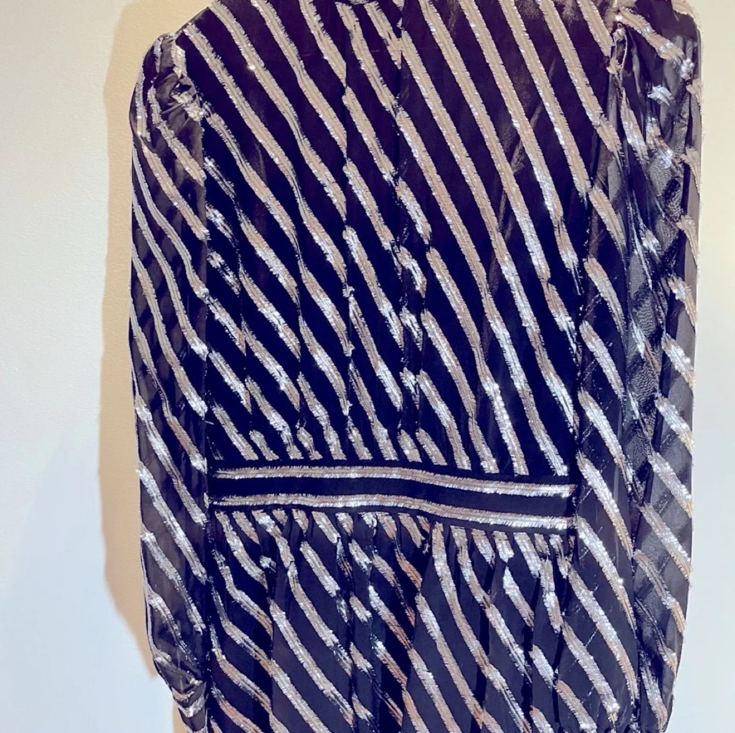 Michael Kors Black and Silver Striped Mini Dress image indicator(6)
