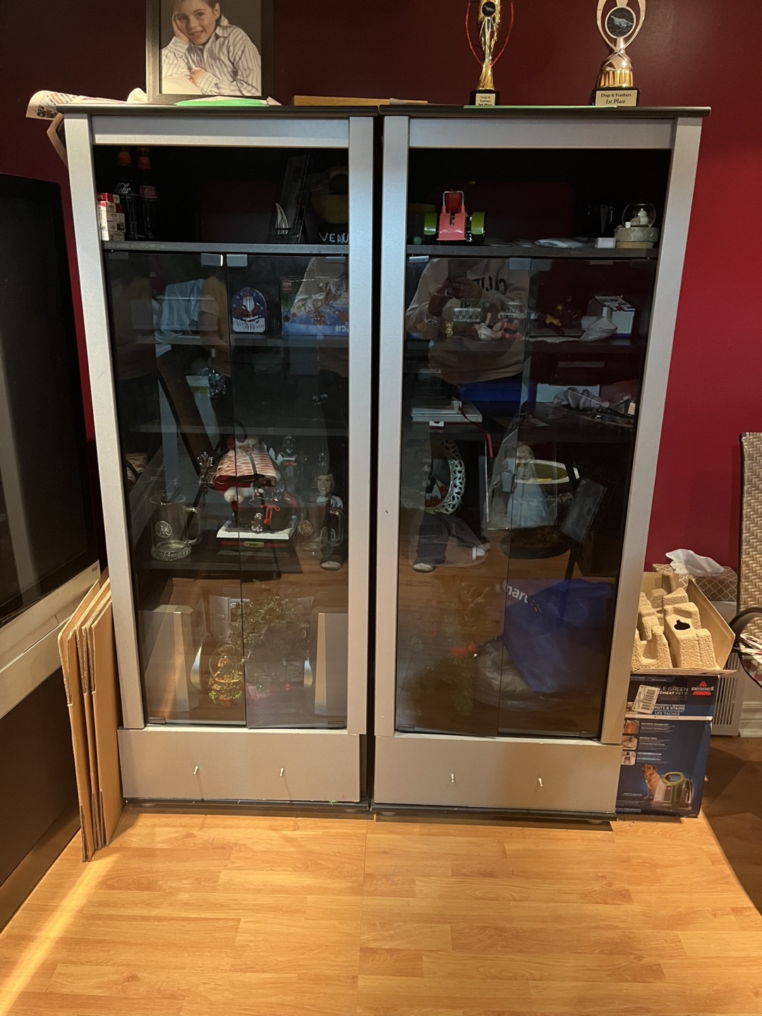 Pair of Glass-Door Curio Cabinets
