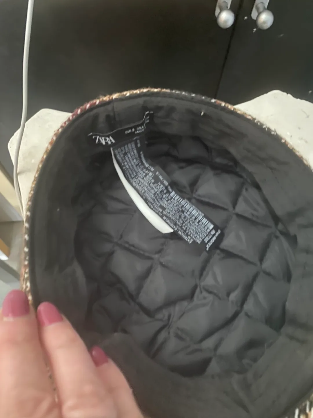 HAT - Zara Brown & Beige Tweed Baker Boy Hat image indicator(2)