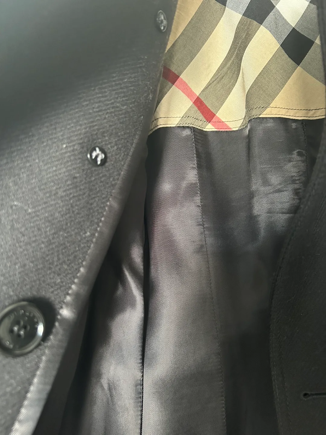Burberry Black Double Breasted Wool Peacoat image indicator(9)