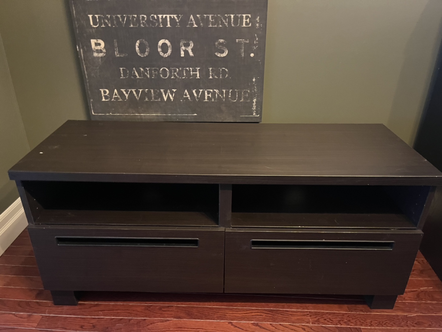 Dark Brown Media Console with Two Drawers