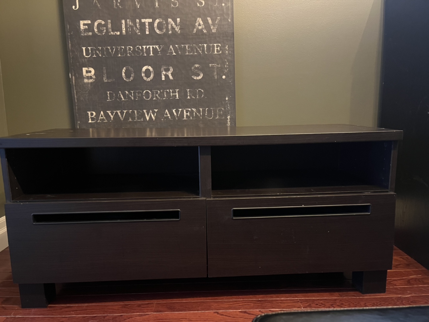 Dark Brown Media Console with Two Drawers - photo 2