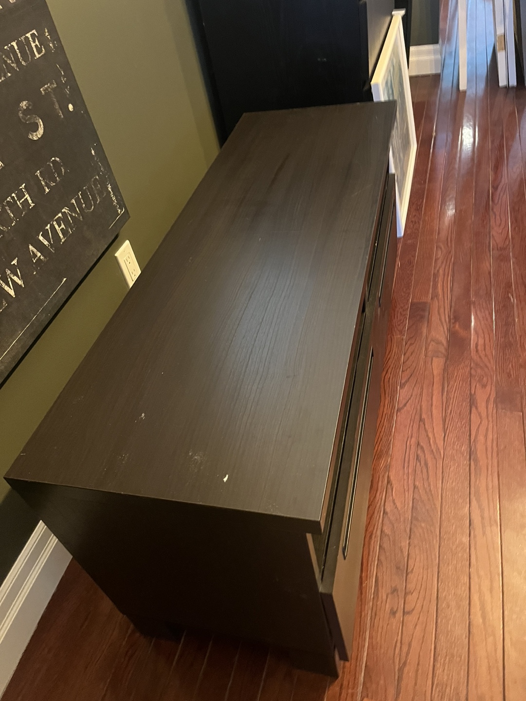 Dark Brown Media Console with Two Drawers - photo 3