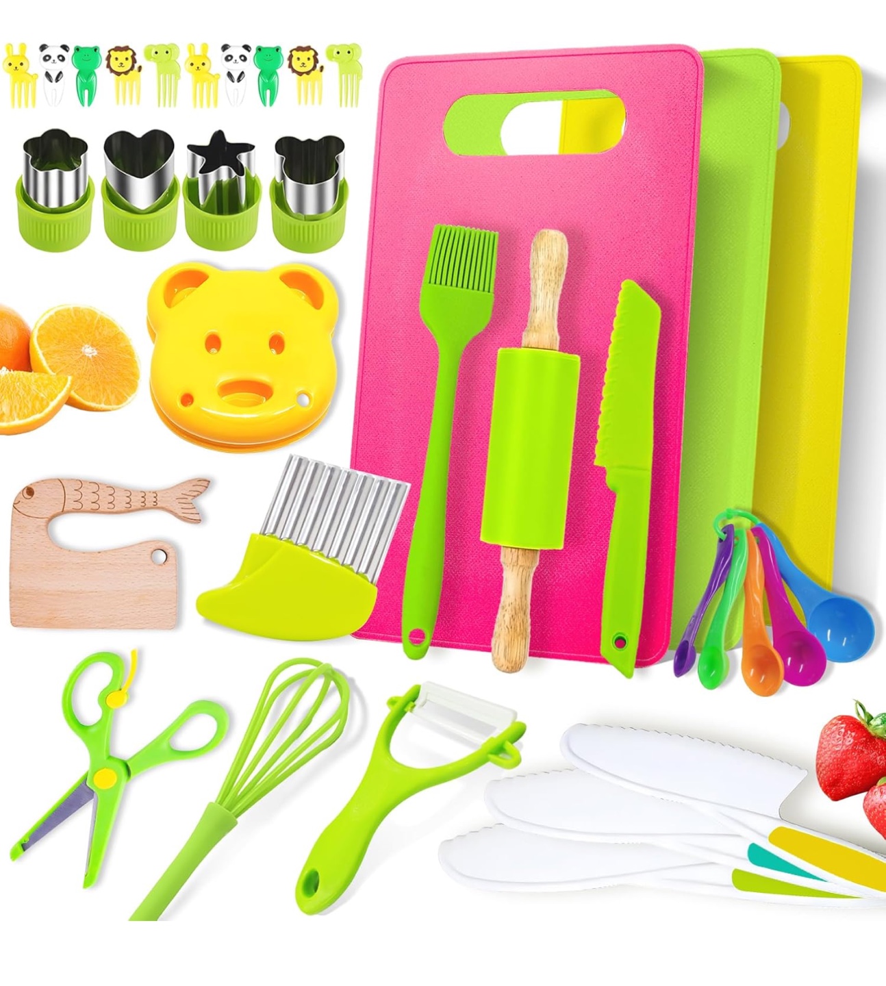 Kids' Play Kitchen Set - 34pc colourful cooking toys