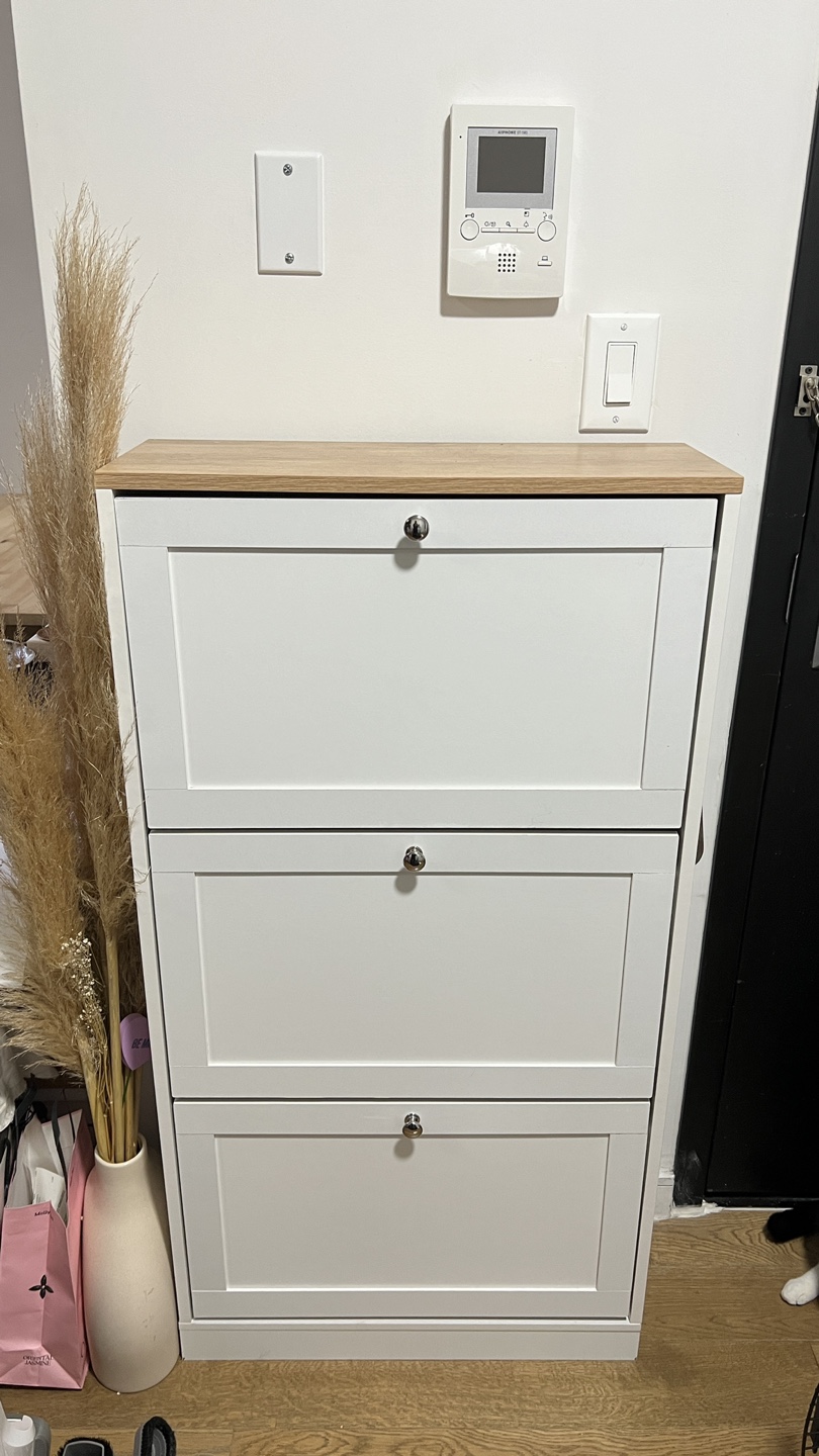 White 3-Tier Shoe Cabinet