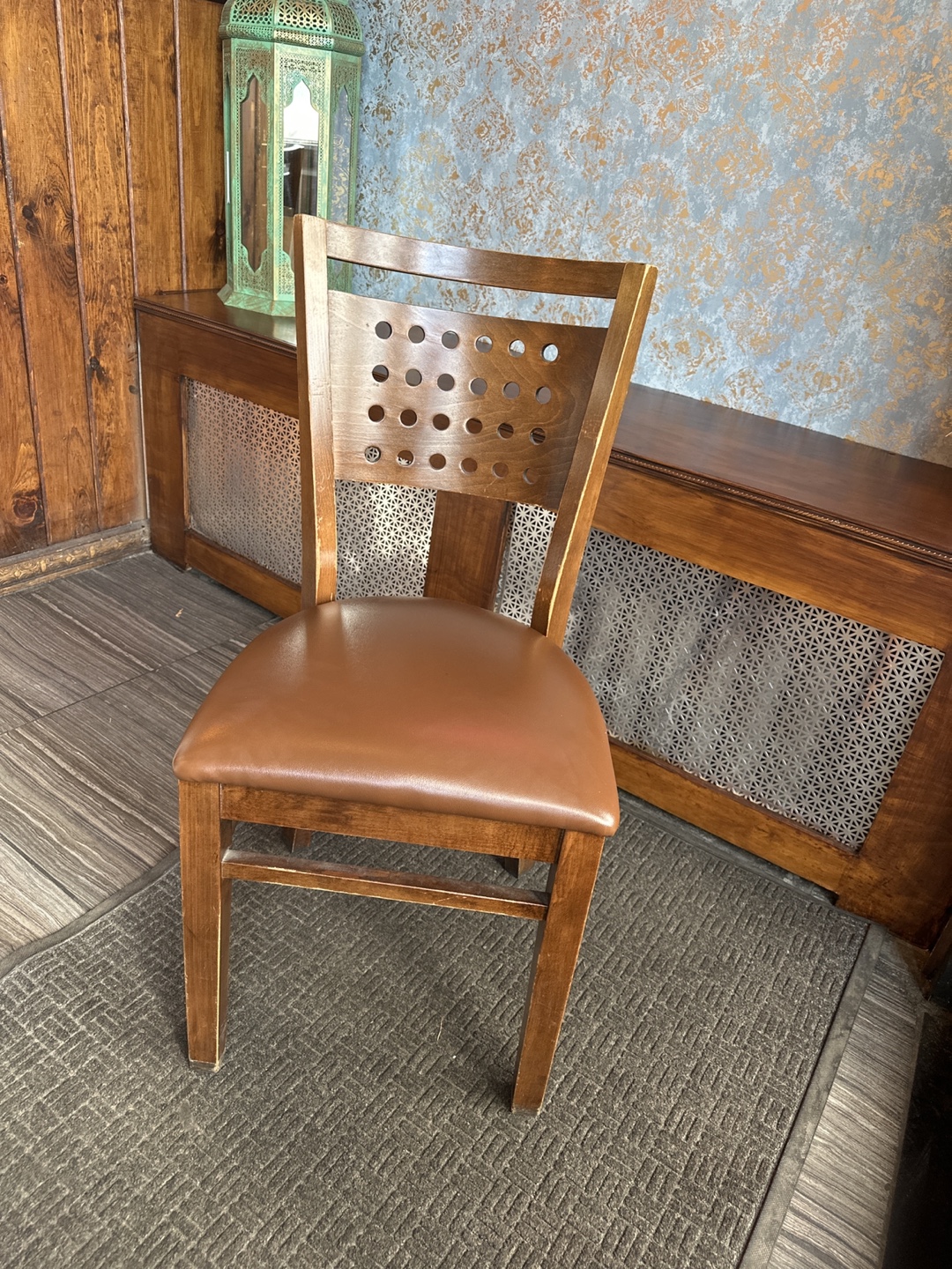 Wooden Dining Chair with Brown Vinyl Seat - photo 3