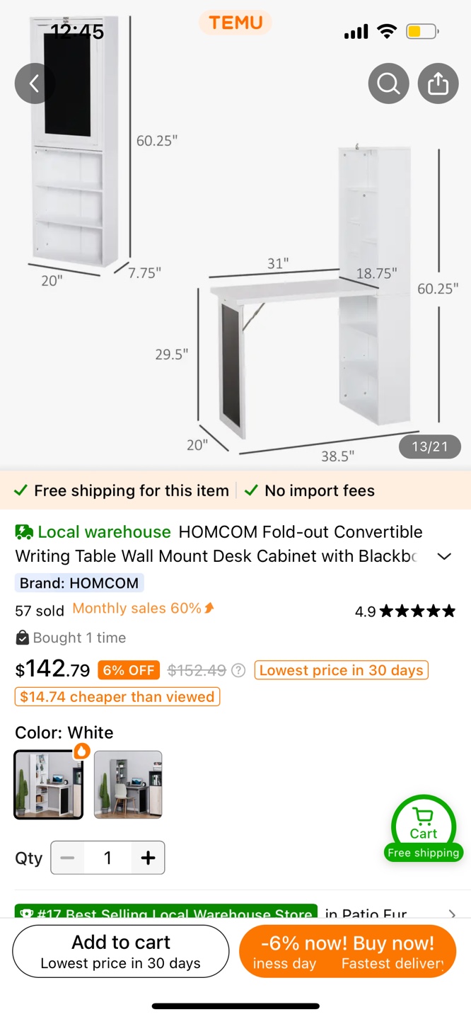 Table Wall Mount Desk Cabinet - photo 2