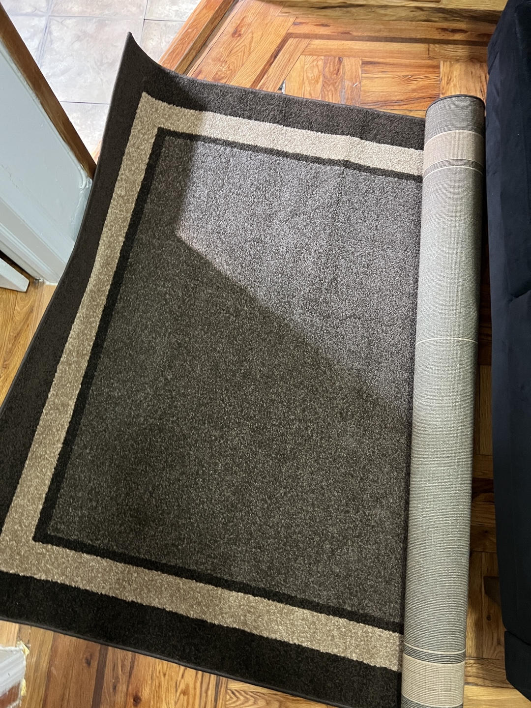 Modern Area Rug, Brown and Beige