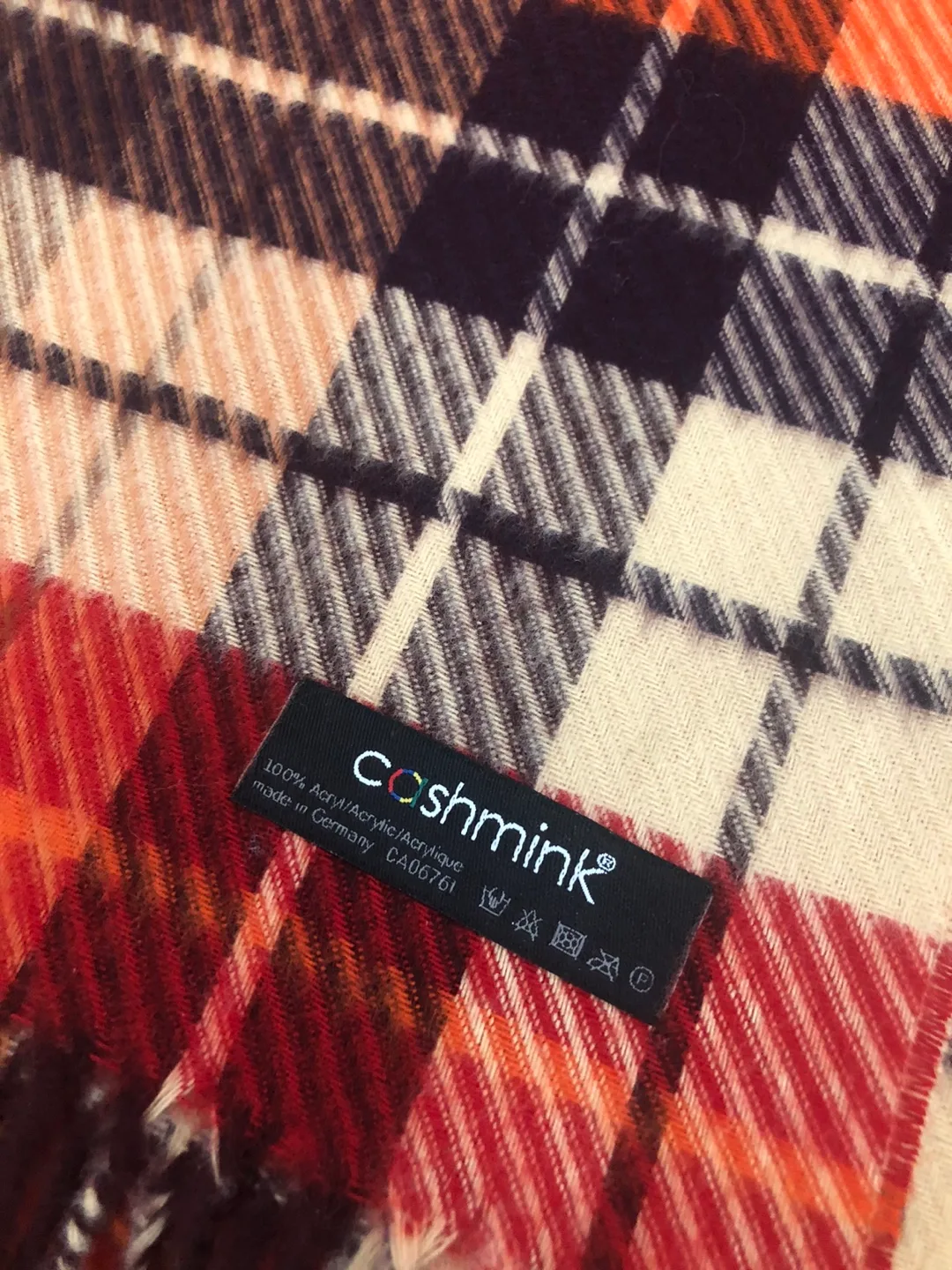 FRAAS Feel Cashmink Scarf - Orange, Brown & White Plaid image indicator(3)