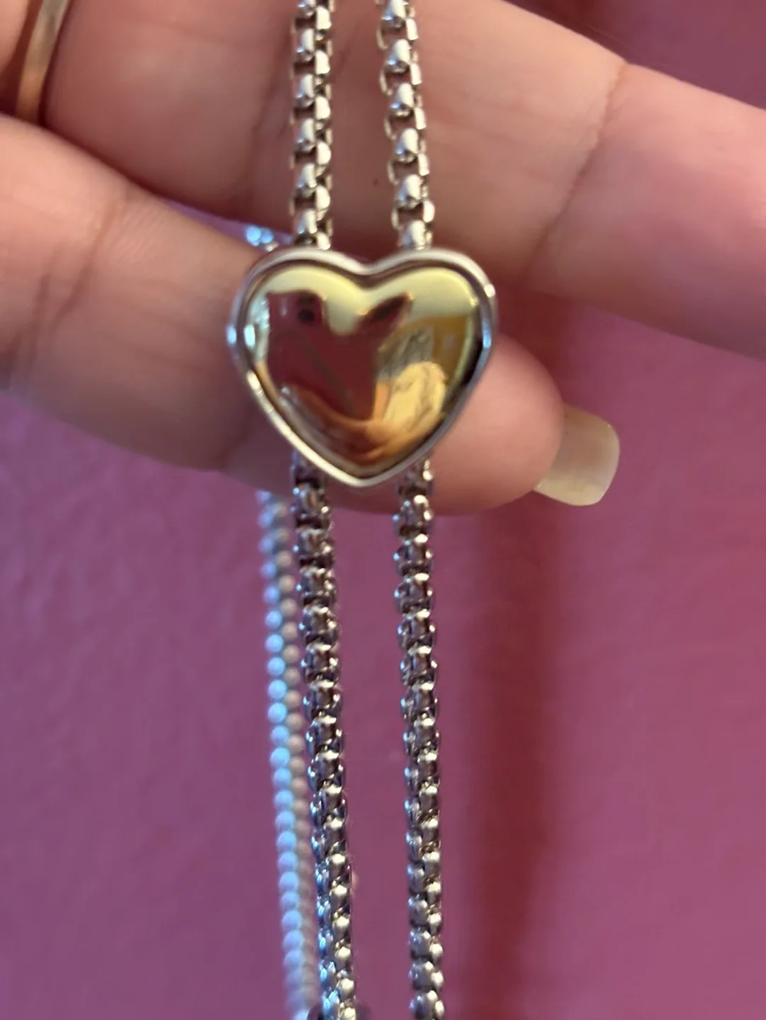 Lovely Two-Tone Gold and Silver Heart Necklace and Earrings Set image indicator(4)