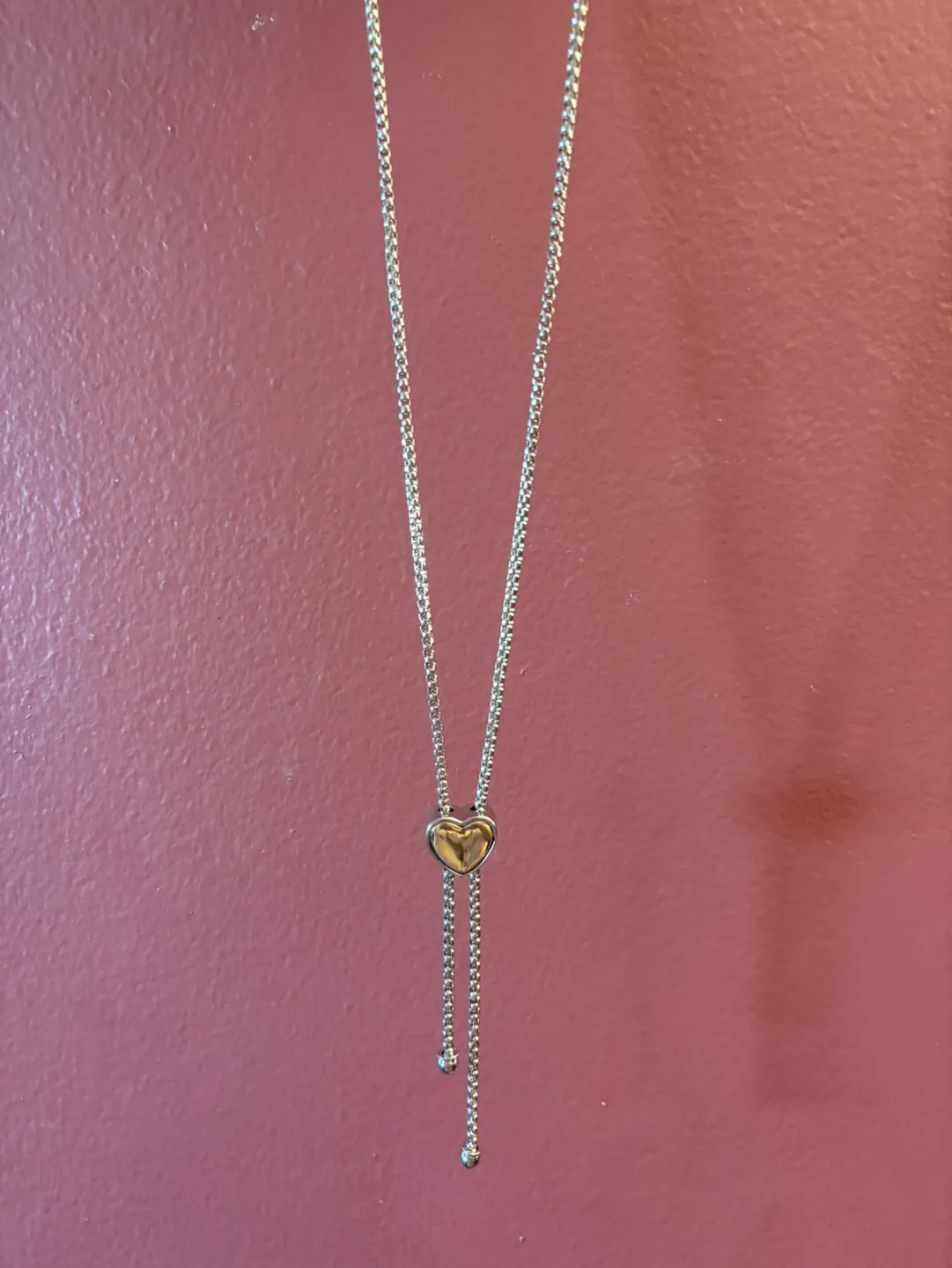 Lovely Two-Tone Gold and Silver Heart Necklace and Earrings Set image indicator(2)