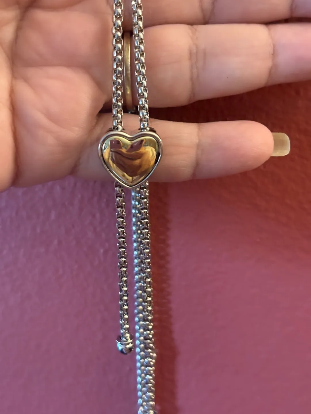 Lovely Two-Tone Gold and Silver Heart Necklace and Earrings Set image indicator(3)