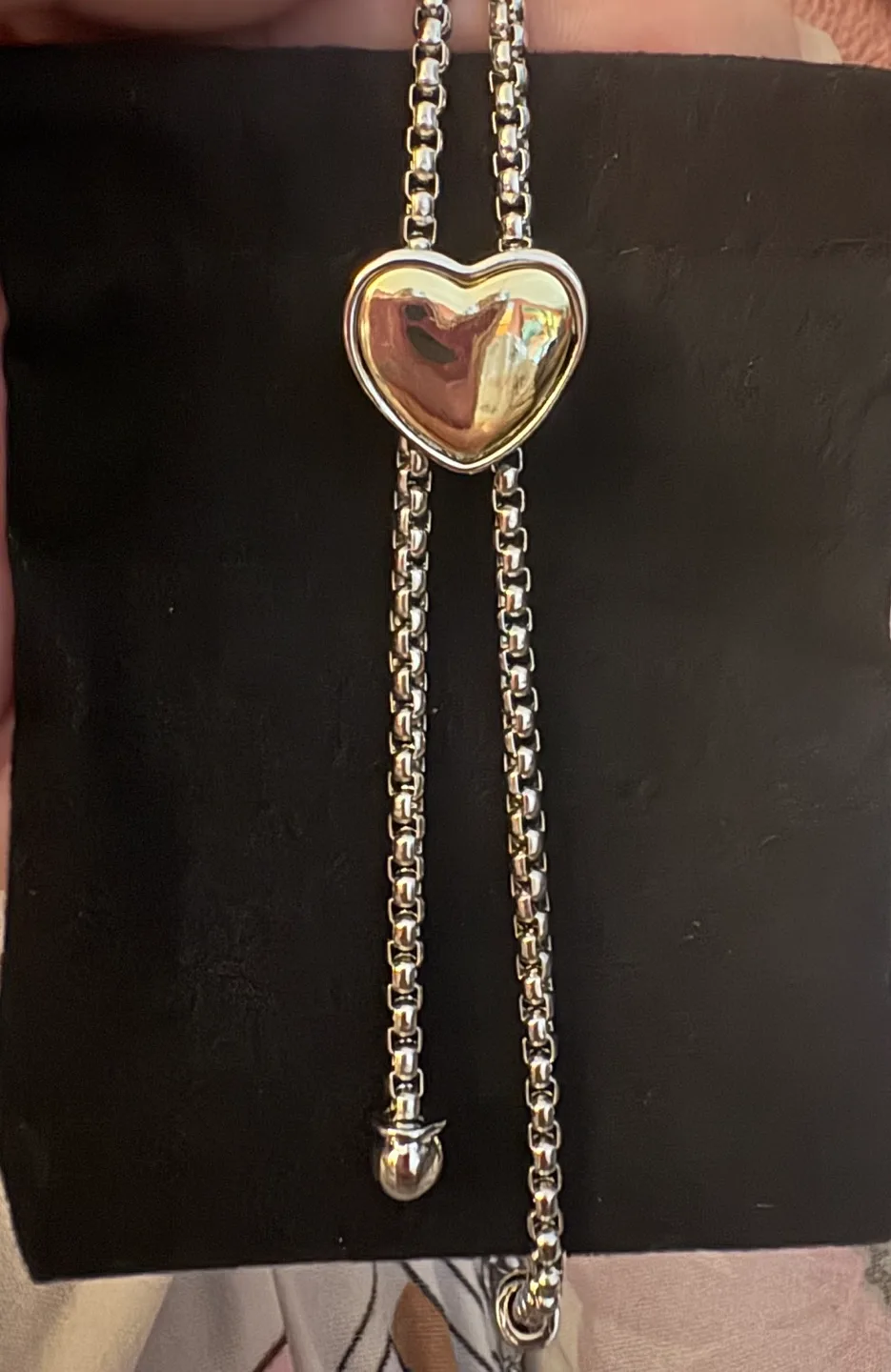 Lovely Two-Tone Gold and Silver Heart Necklace and Earrings Set image indicator(8)