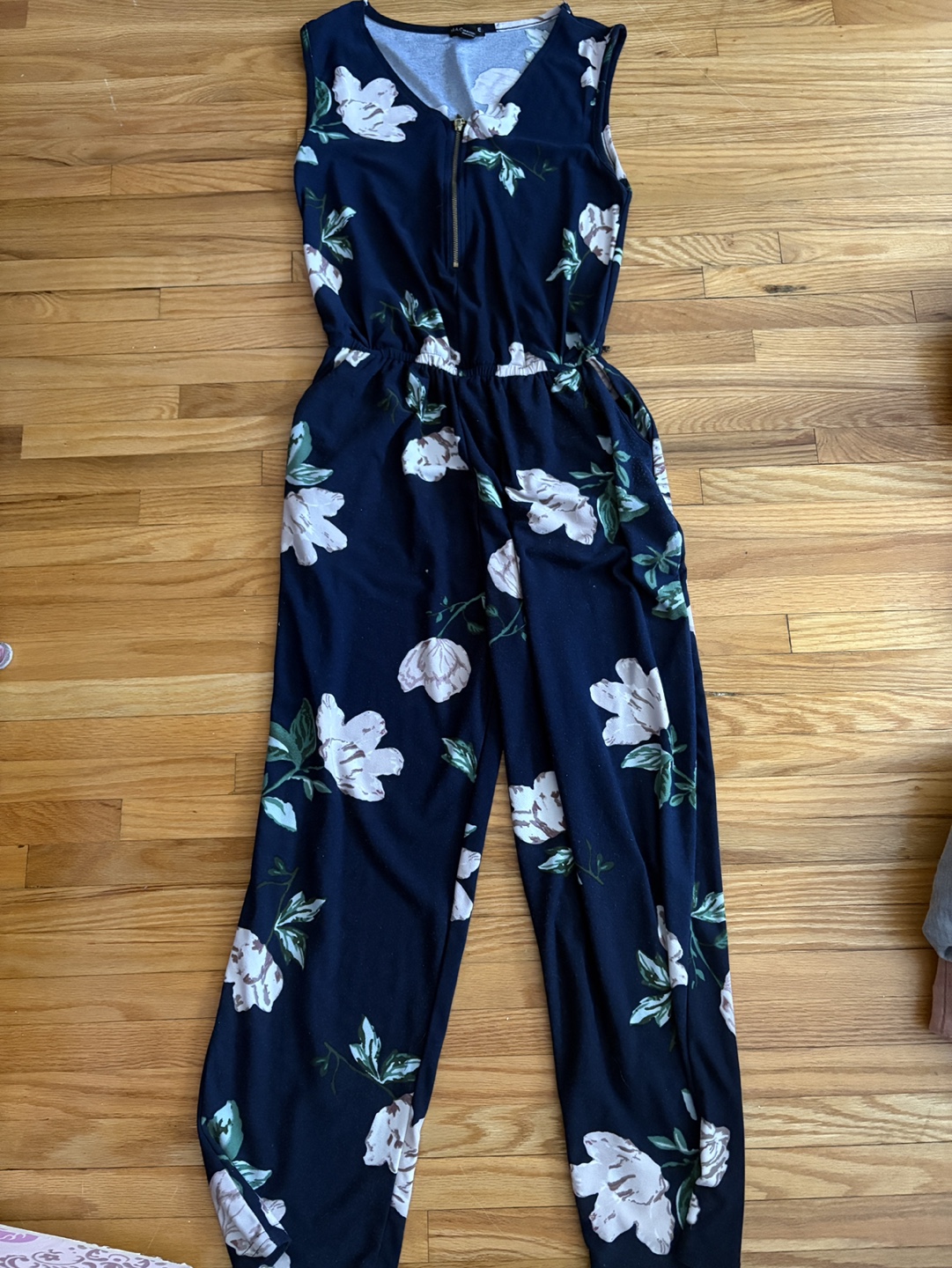 Navy Floral Print Jumpsuit