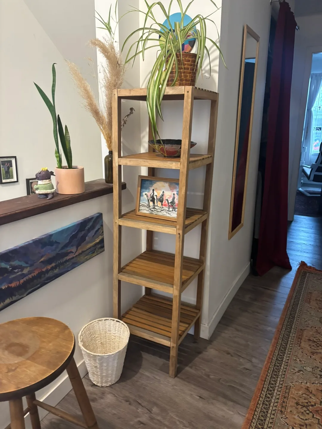 Tall Wooden 5-Shelf Storage Unit thumbnail