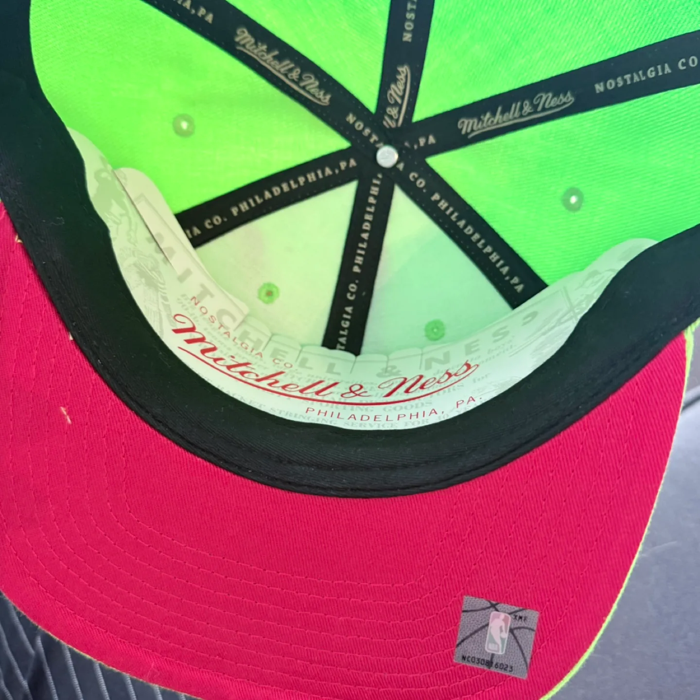 Mitchell & Ness Raptors Dynasty Fitted Hat - Lime Green 7 1/4 image indicator(2)