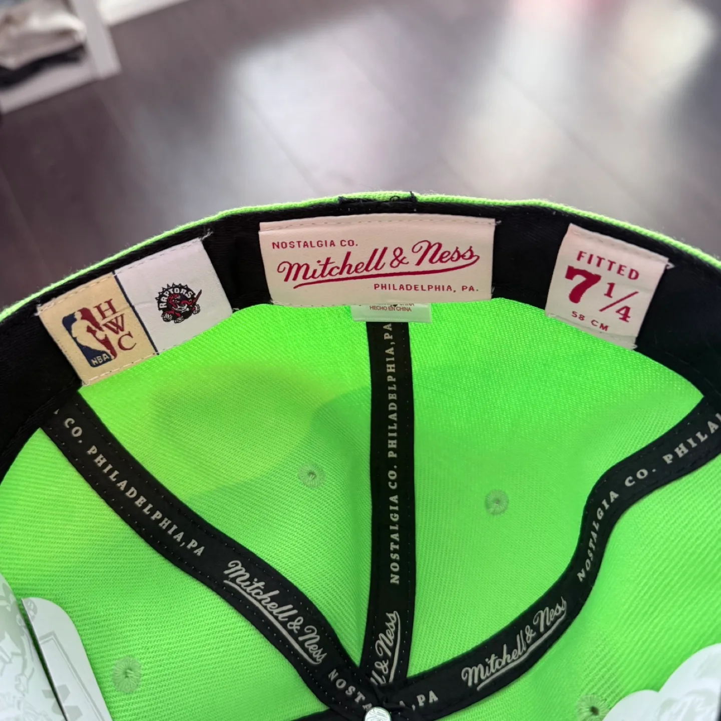 Mitchell & Ness Raptors Dynasty Fitted Hat - Lime Green 7 1/4 image indicator(3)