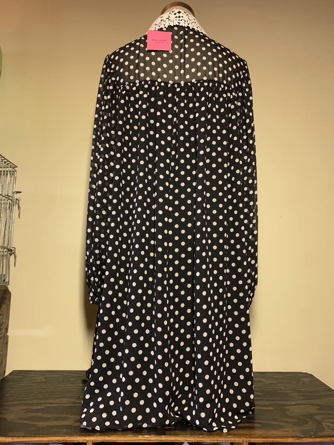 Kate Spade Black and White Polka Dot Dress with Lace Collar - photo 2