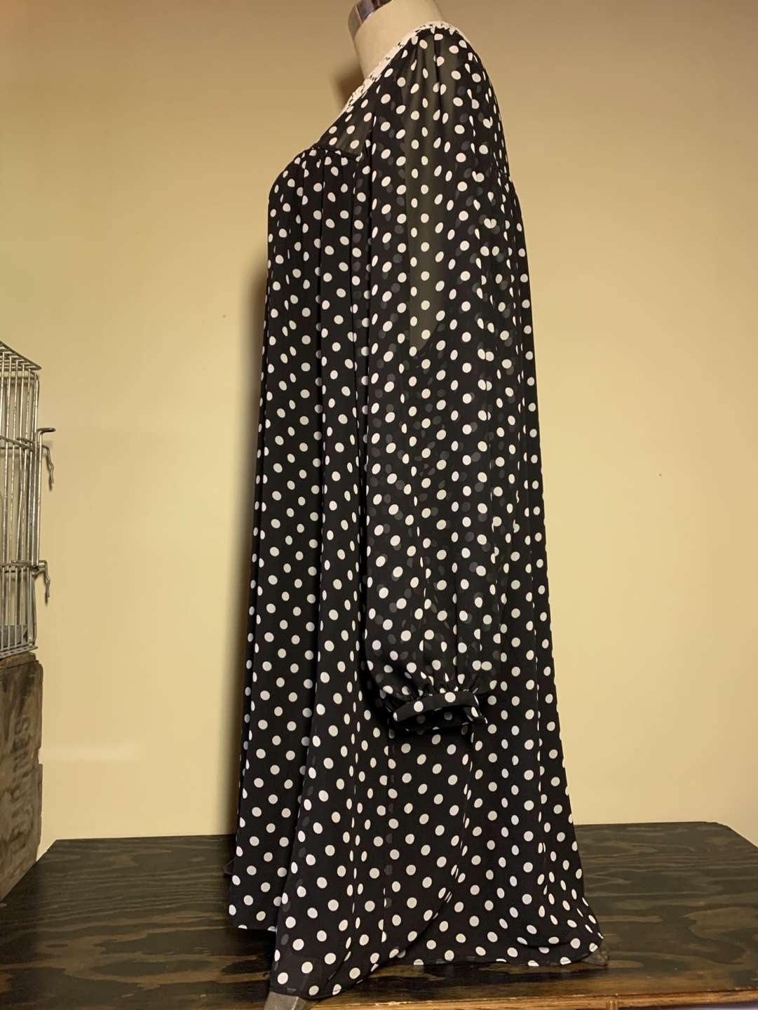 Kate Spade Black and White Polka Dot Dress with Lace Collar - photo 3