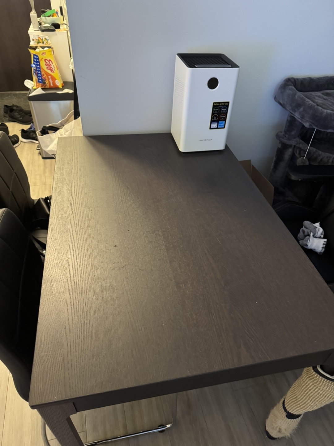 Dark brown rectangular dining table extendable
