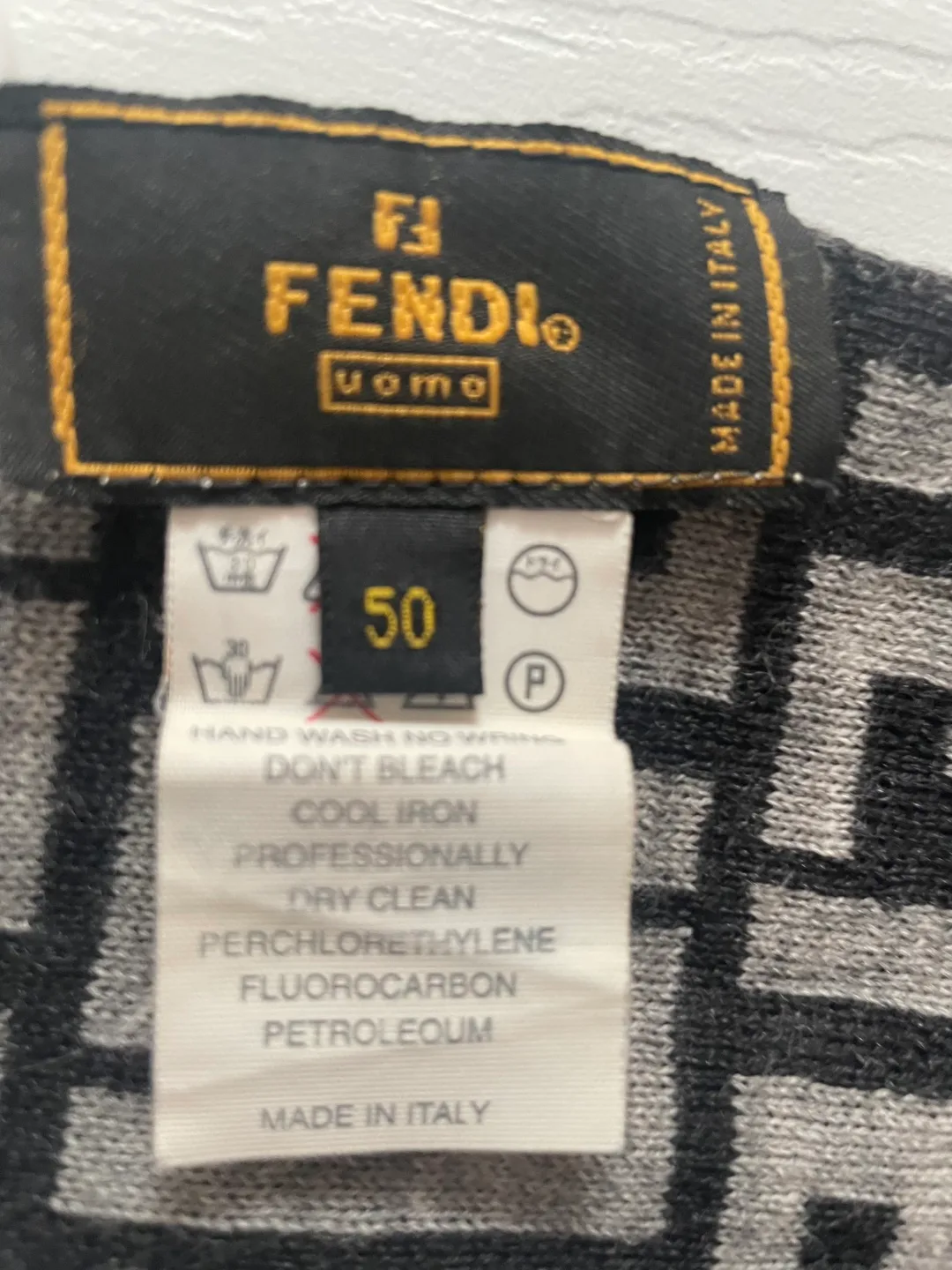 Fendi Uomo Grey and Black Knitted Scarf image indicator(3)