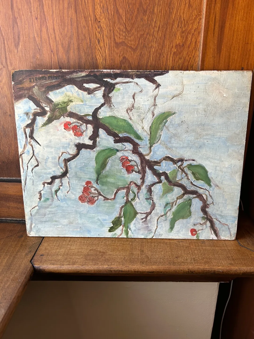 $25  Signed painting Canada Art Cherry blossom flowers antique image indicator(4)