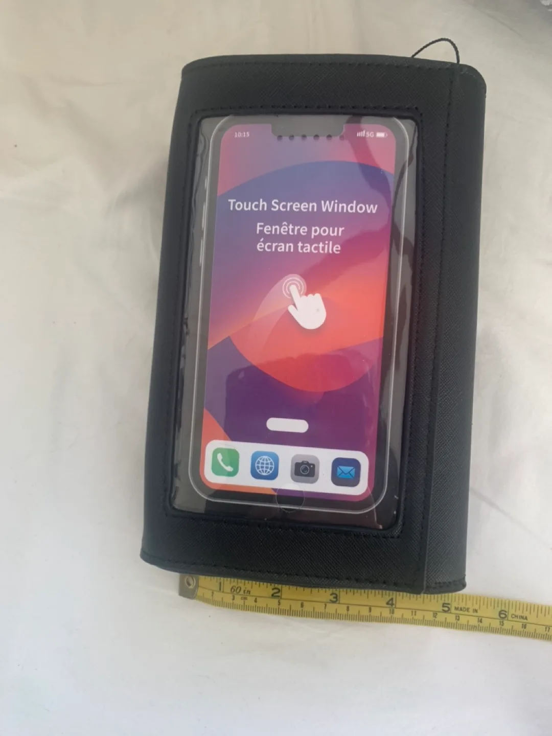 Black Crossbody Bag with touchscreen, clear Phone Pouch image indicator(2)