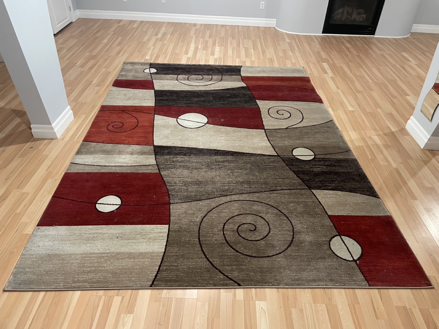 Pristine Area Rug, Abstract Design, Red and Beige