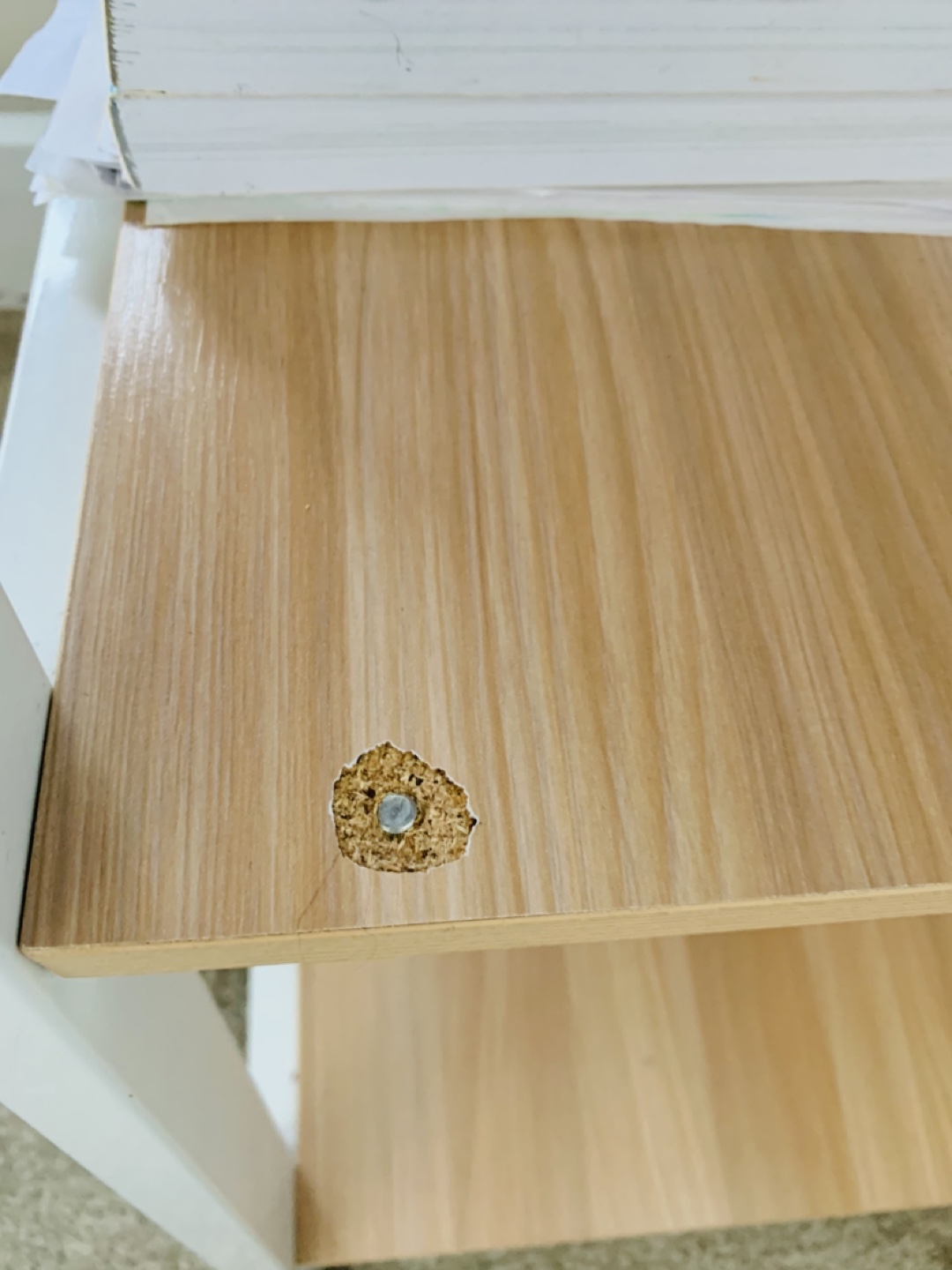White and Light Wood Desk with Shelf - photo 4