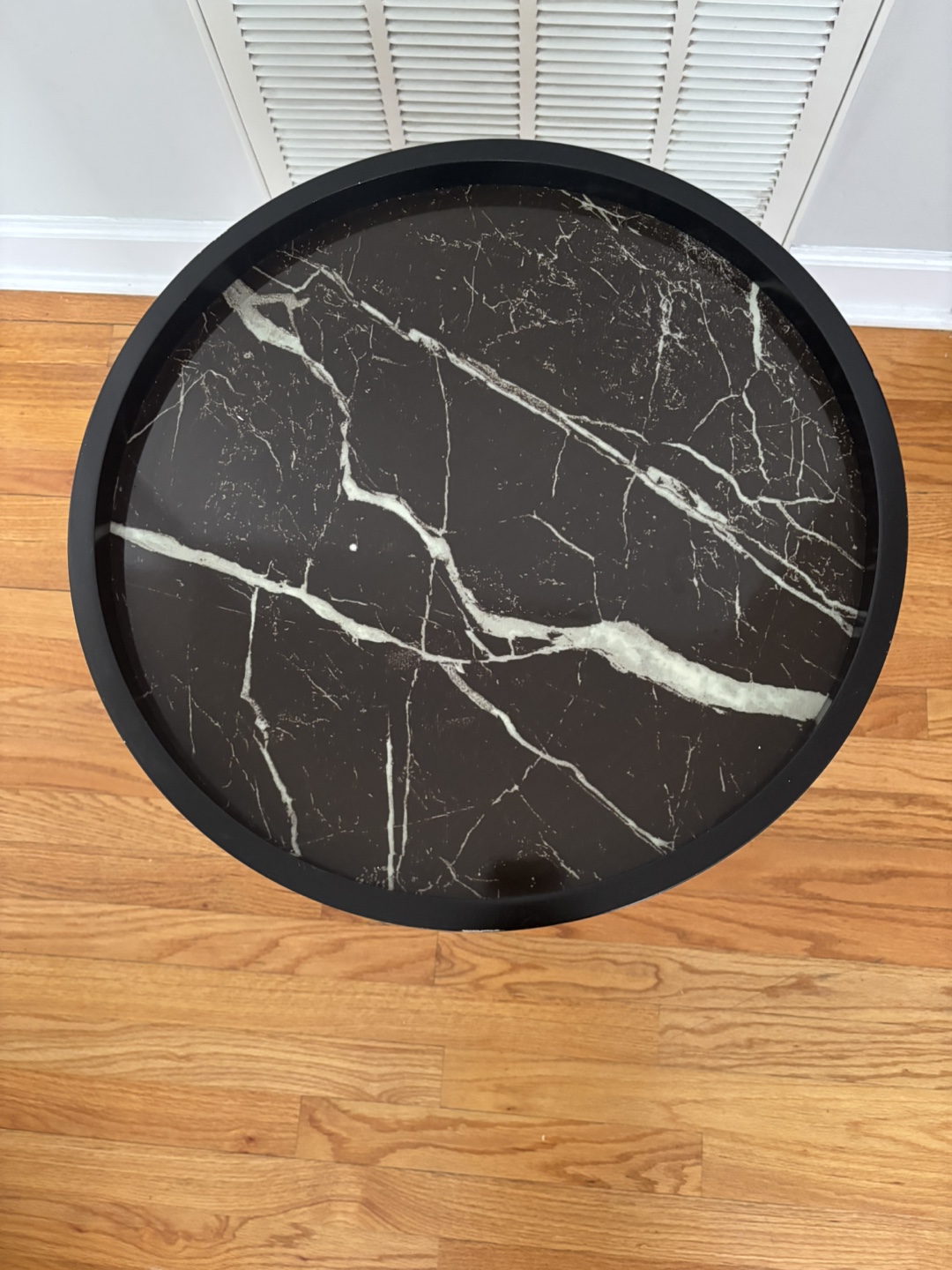 Round Black Marble Accent Table