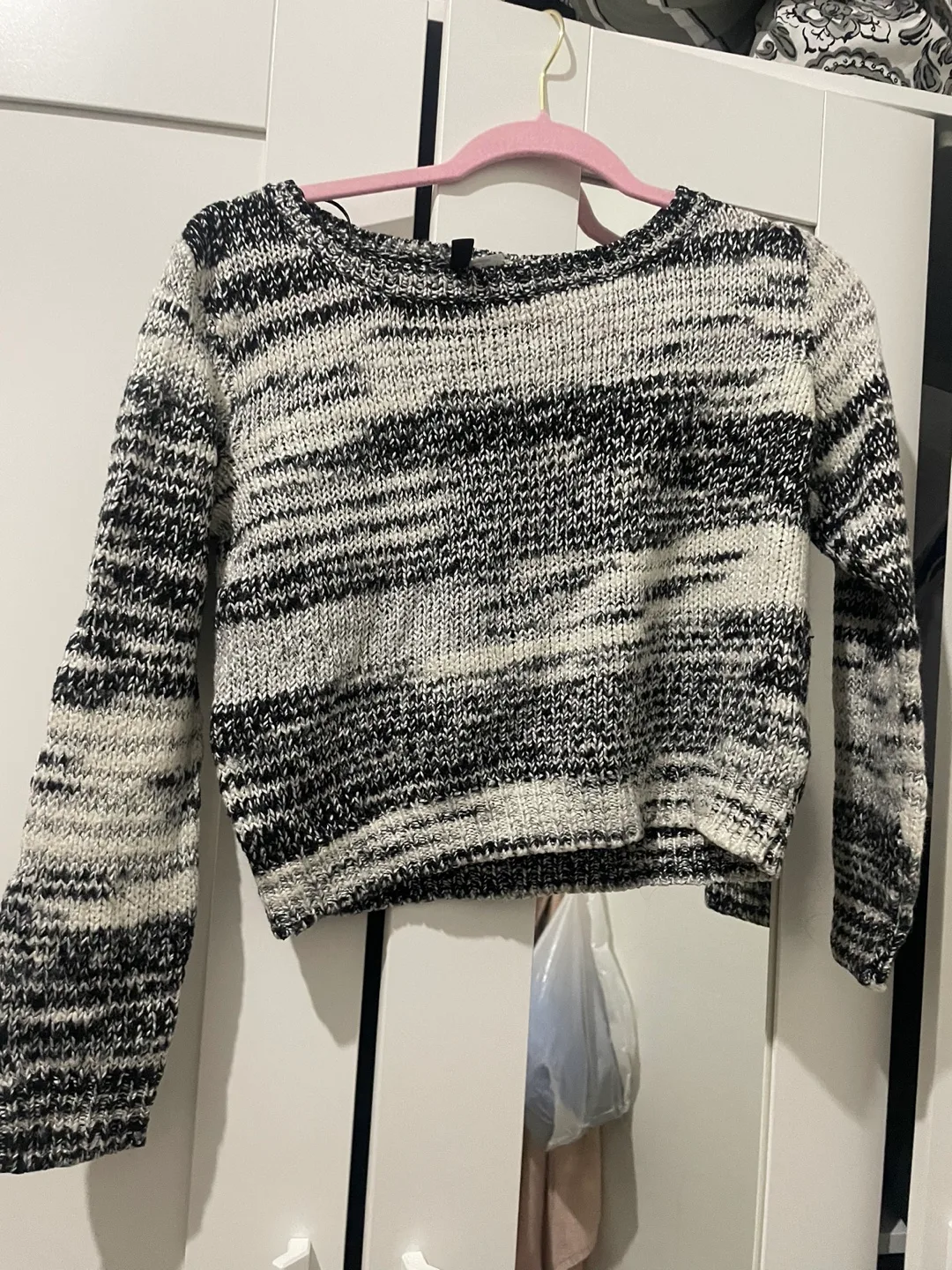 Black and White Striped Knit Sweater thumbnail