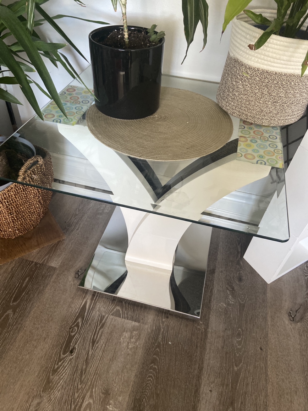 Modern Glass Top Accent Table