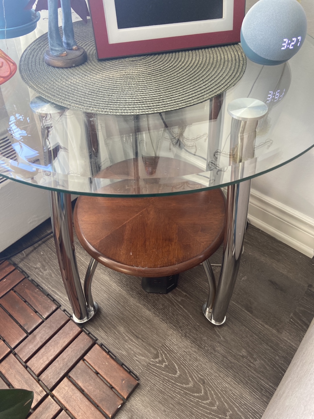 Glass-top Round End Table