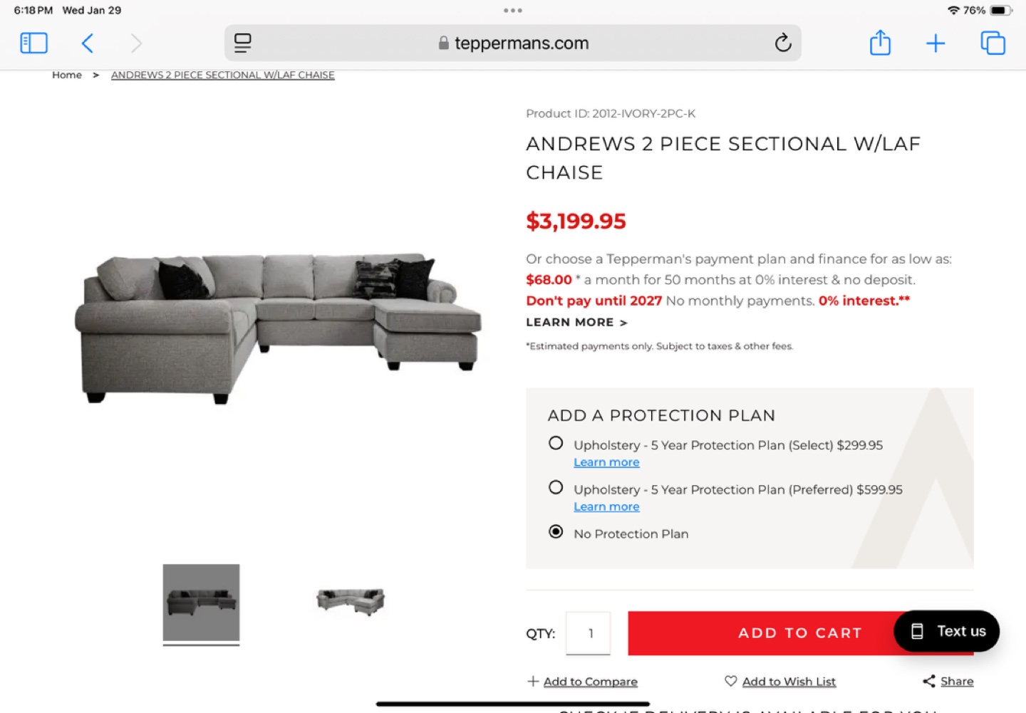 Tepperman's Andrews 2-Piece Sectional Sofa with Chaise Lounge - photo 5