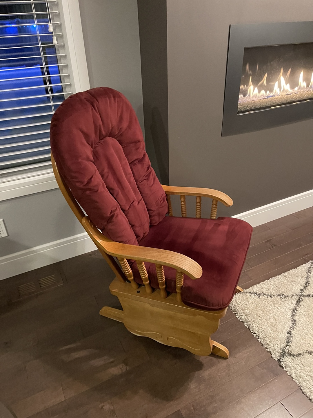 Glider Rocker Chair - Burgundy Velvet Cushion - photo 4