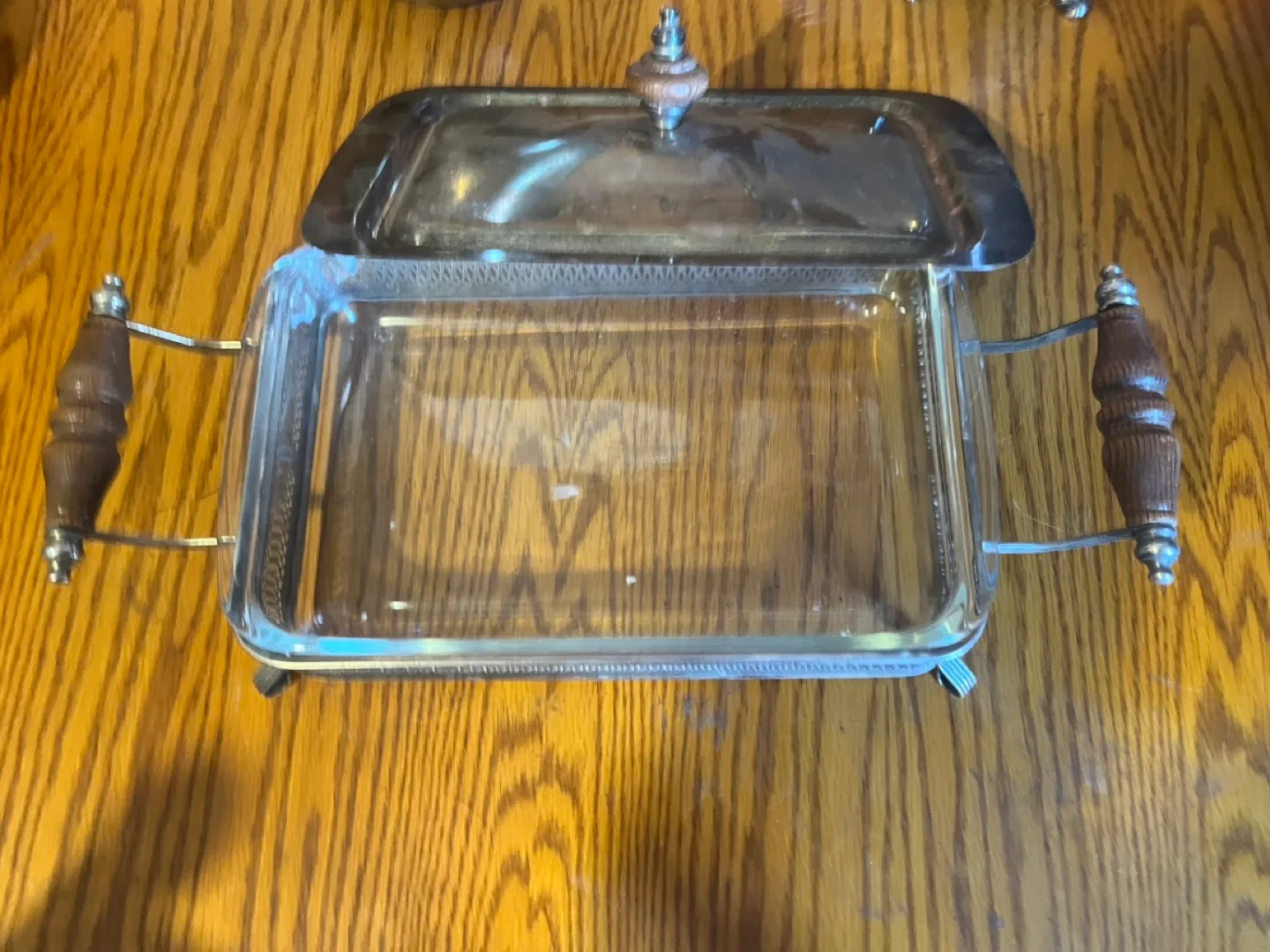 Vintage Silver Plated Rectangular Serving Dish with Glass Insert image indicator(2)