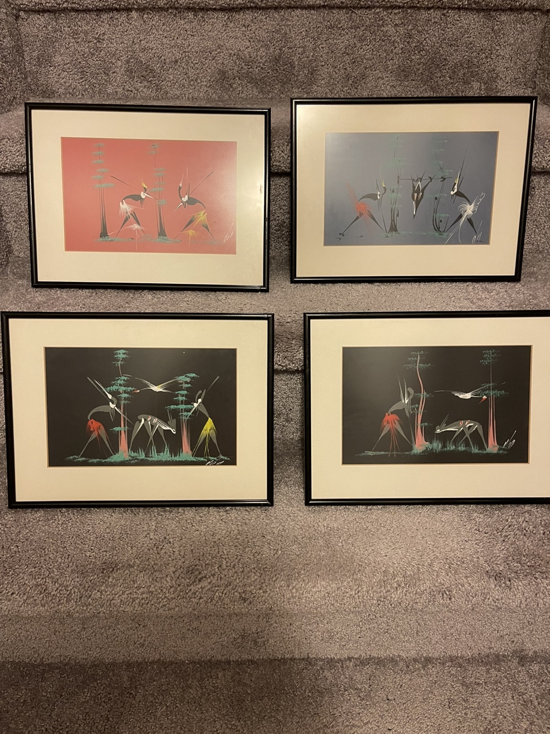 Set of Four Framed African-Inspired Prints