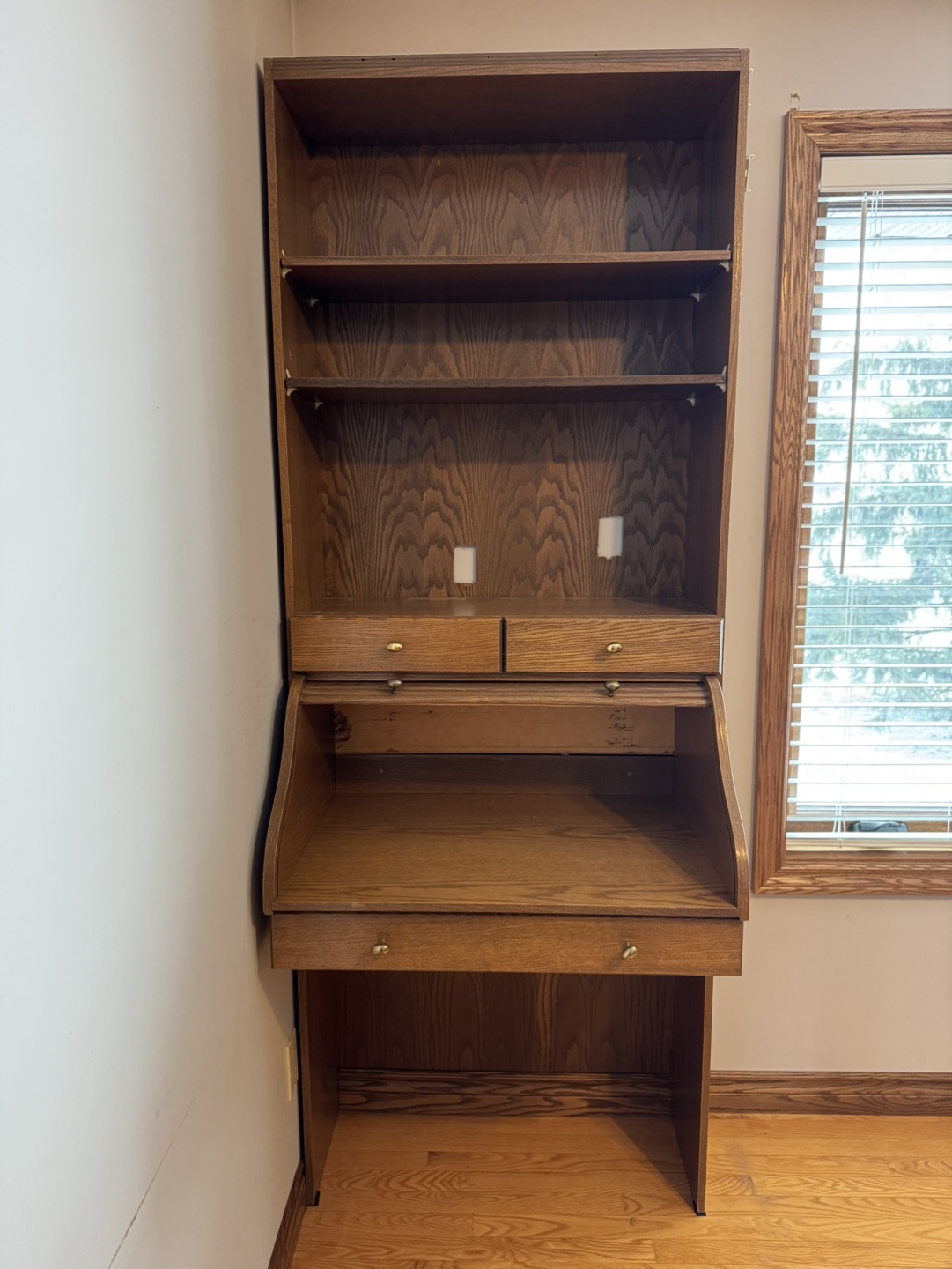 Vintage Wooden Secretary Desk with Hutch - photo 2