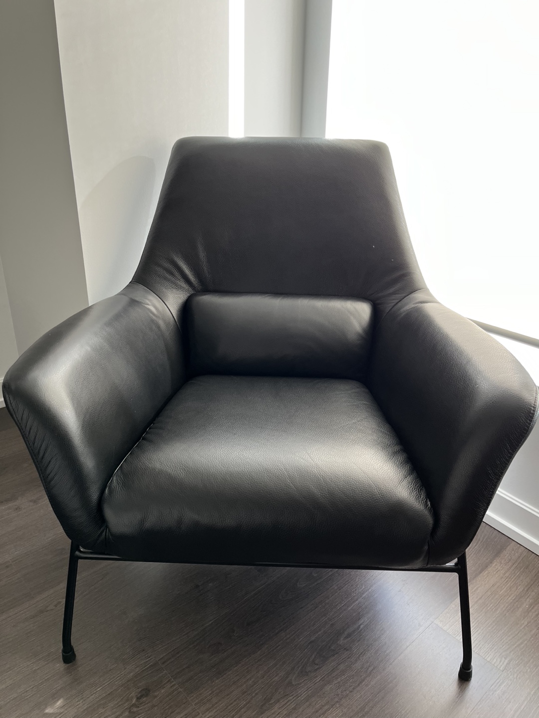 Modern Black Leather Accent Chair