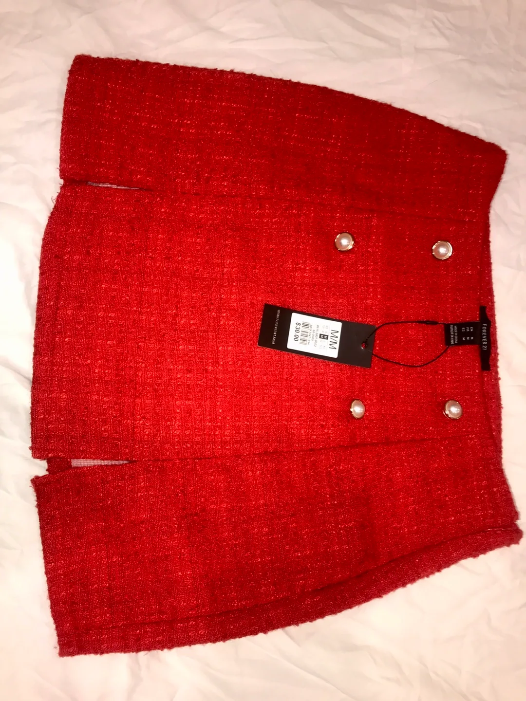 Forever 21 Red Tweed Mini Skirt Size Medium thumbnail