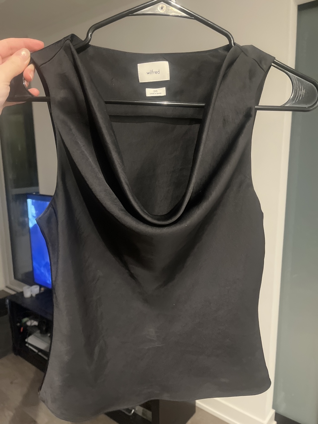 Wilfred Black Cowl Neck Satin Cami - 2XS