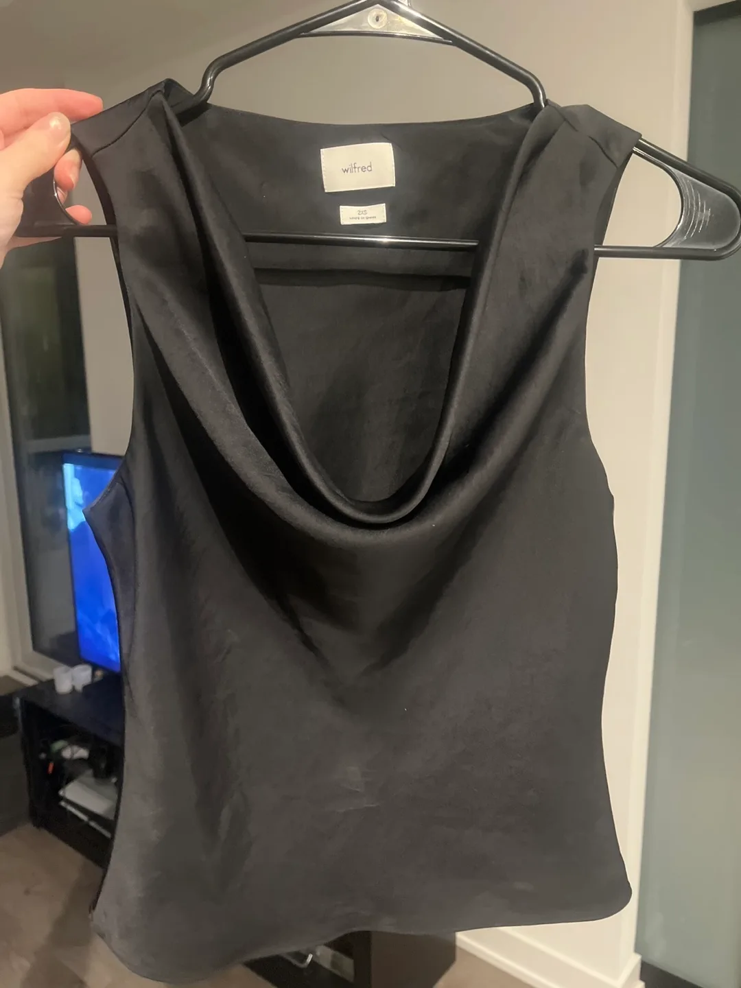 Wilfred Black Cowl Neck Satin Cami - 2XS thumbnail