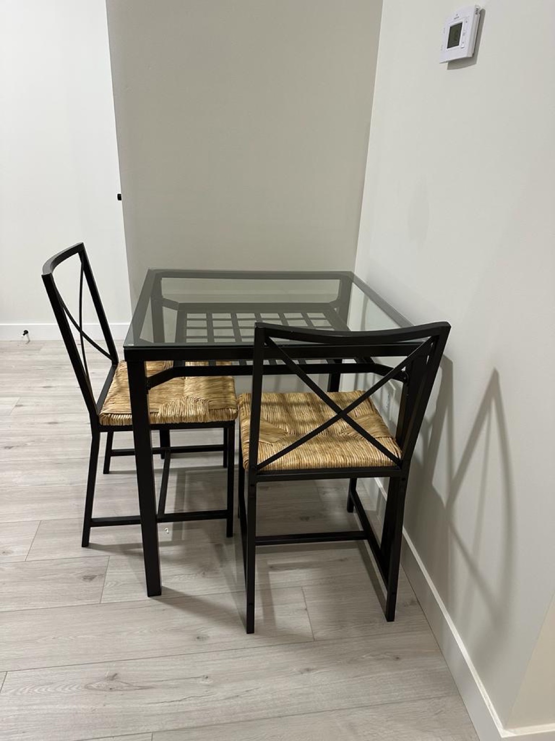 Glass-top Dining Table Set with Two Chairs