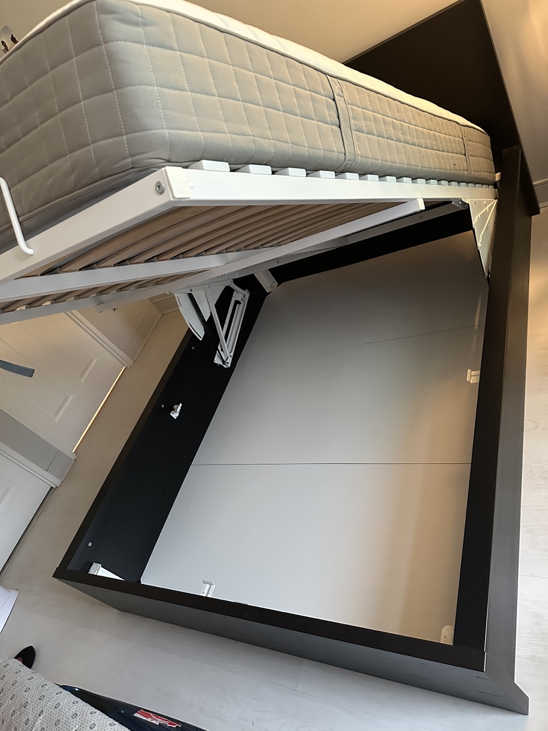 IKEA MALM queen size pull up storage bed frame with mattress - photo 3
