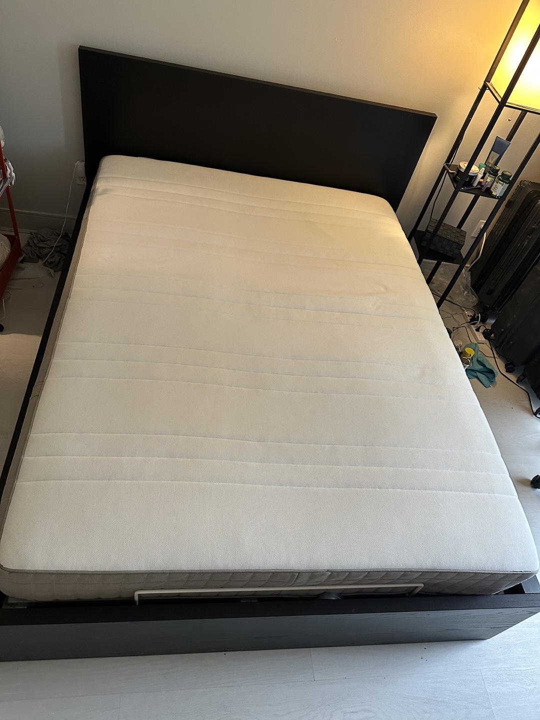 IKEA MALM queen size pull up storage bed frame with mattress - photo 2