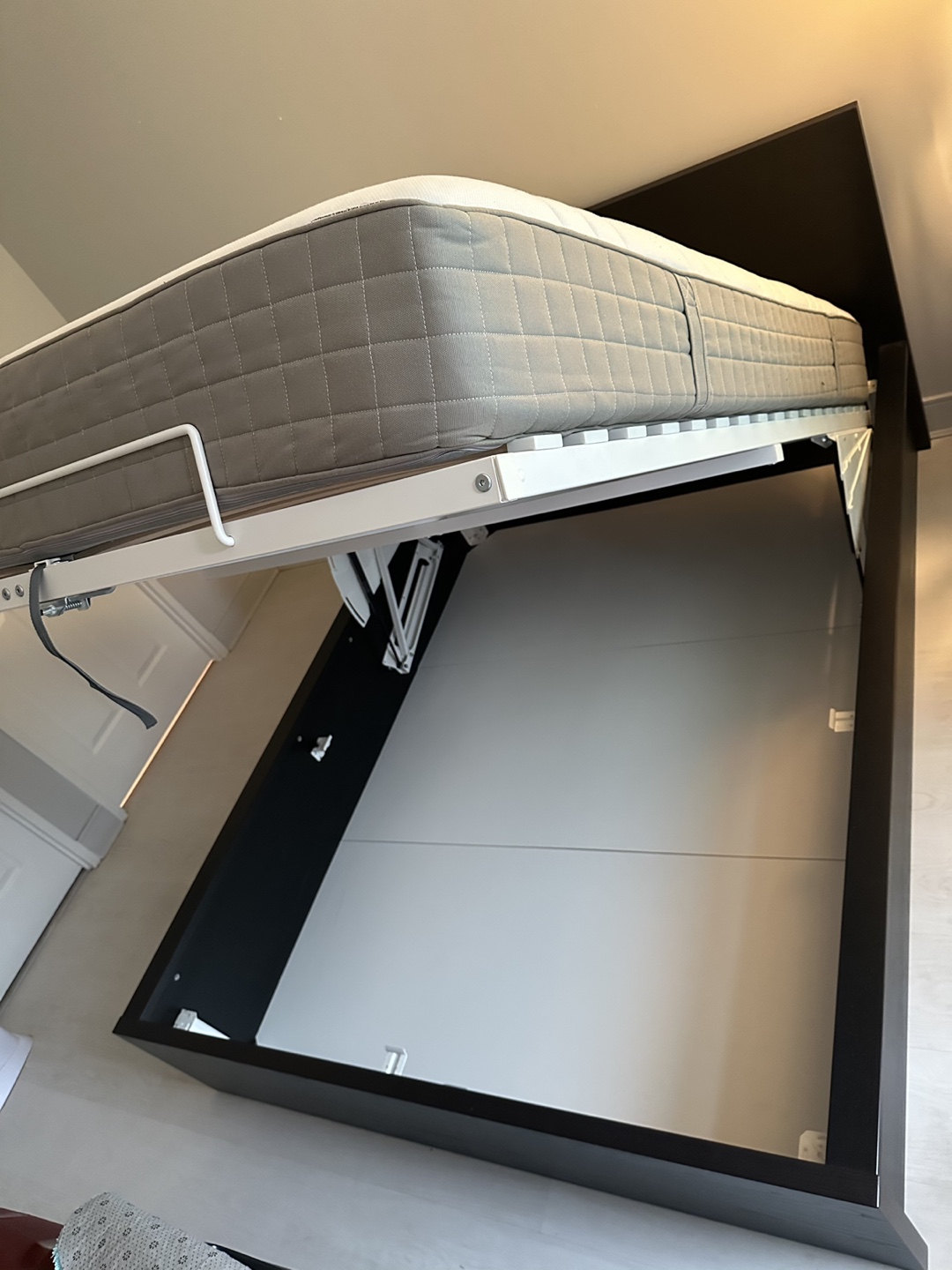 IKEA MALM queen size pull up storage bed frame with mattress - photo 5