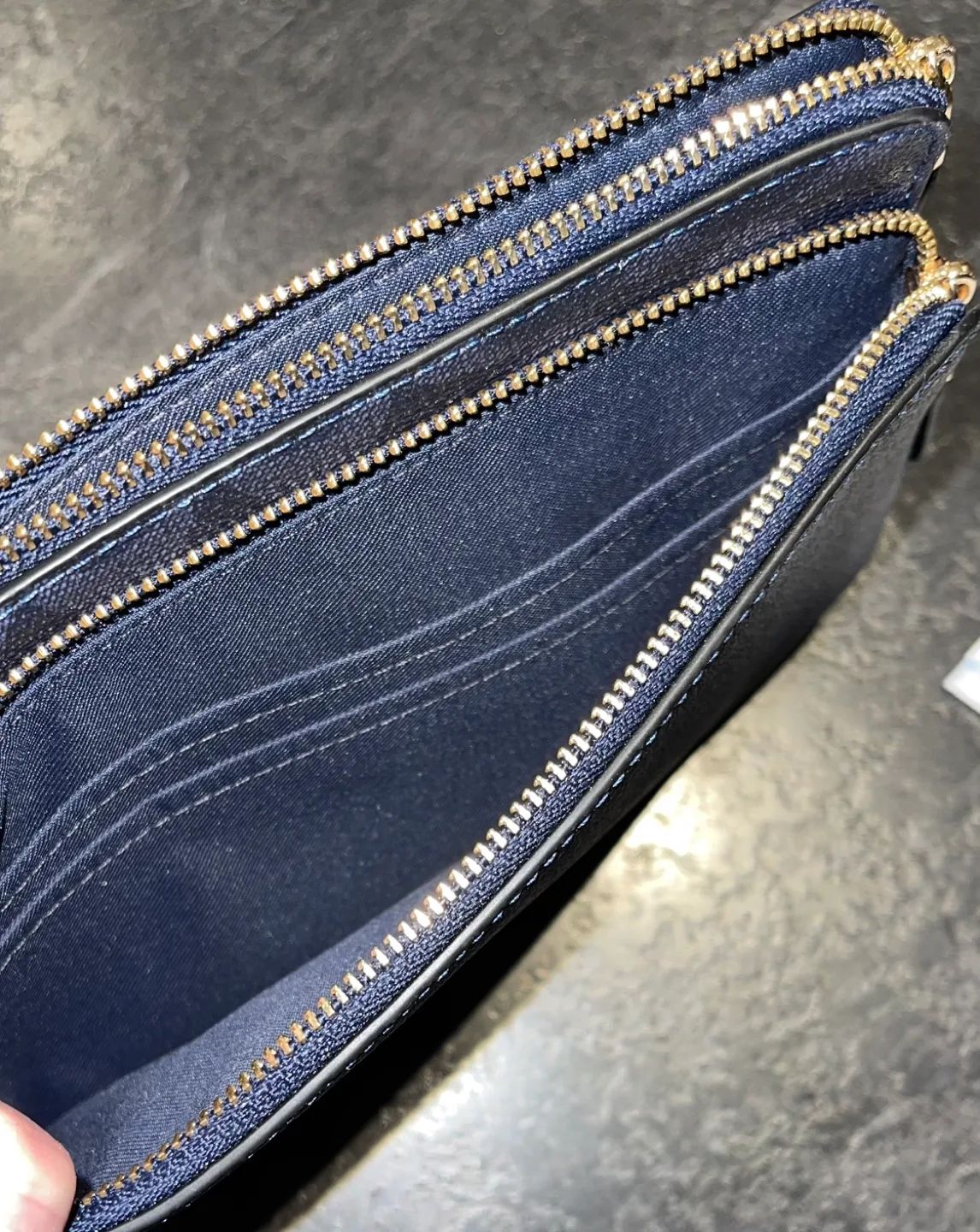 Coach Double Zip Wallet in Signature Canvas - Gold/Denim Multi image indicator(5)