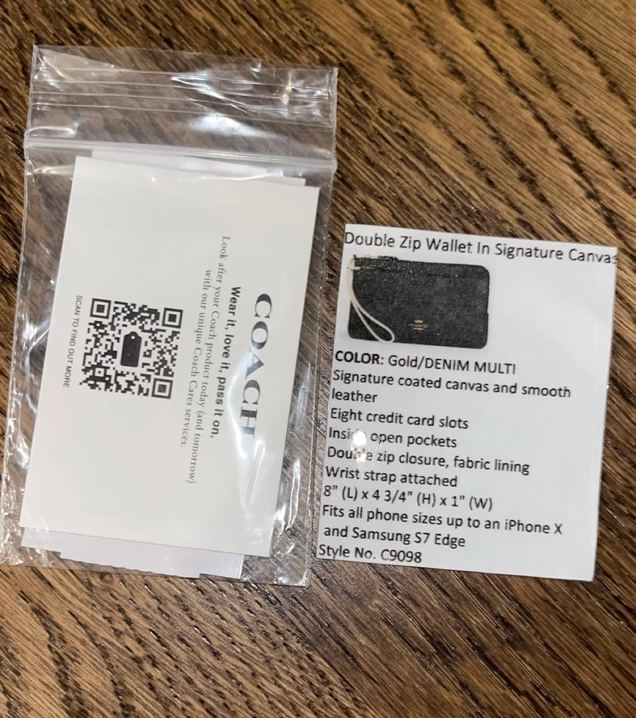 Coach Double Zip Wallet in Signature Canvas - Gold/Denim Multi image indicator(3)