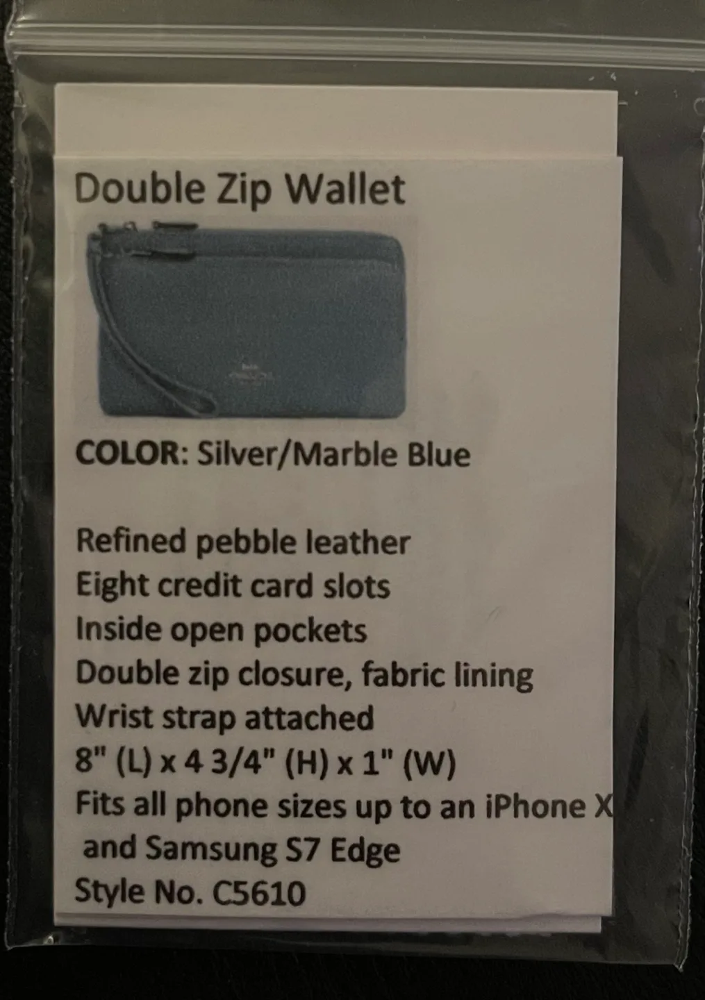 Coach Double Zip Wallet - Silver/Marble Blue image indicator(3)